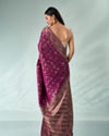 Mohey Women Wine Silk Banarasi Saree with Stone Work