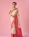 Mohey Women Pink Silk Saree with Weave Design
