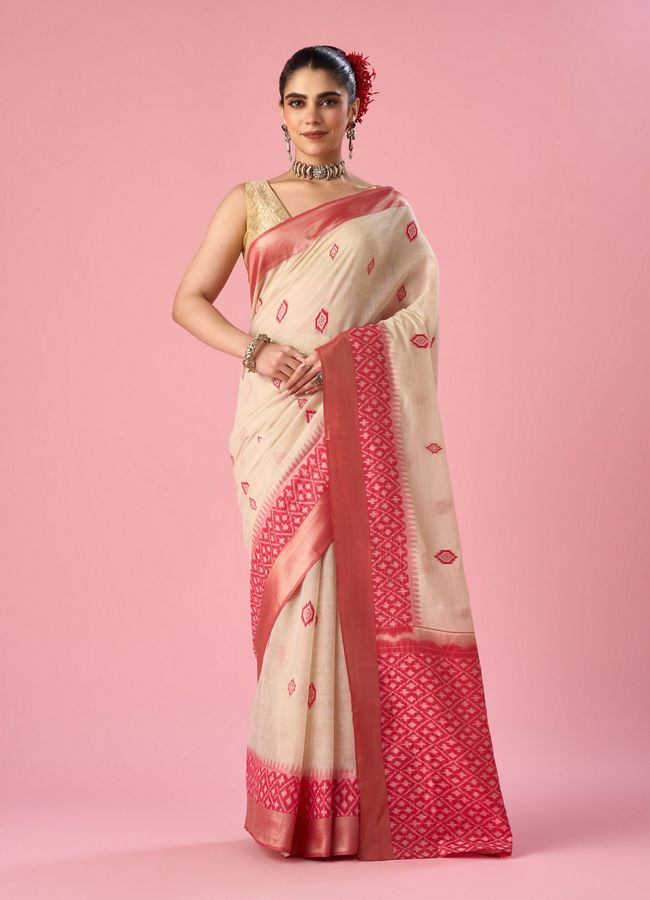 Mohey Women Pink Silk Saree with Weave Design