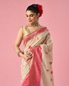 Mohey Women Pink Silk Saree with Weave Design