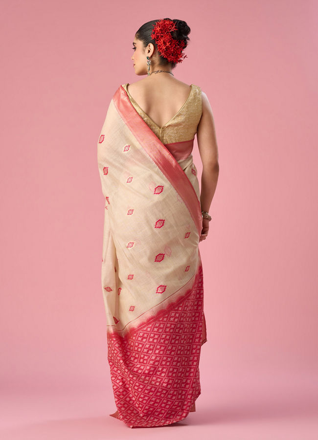 Mohey Women Pink Silk Saree with Weave Design
