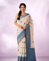 Mohey Women Indigo Blue Silk Saree with Weave