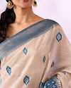 Mohey Women Indigo Blue Silk Saree with Weave