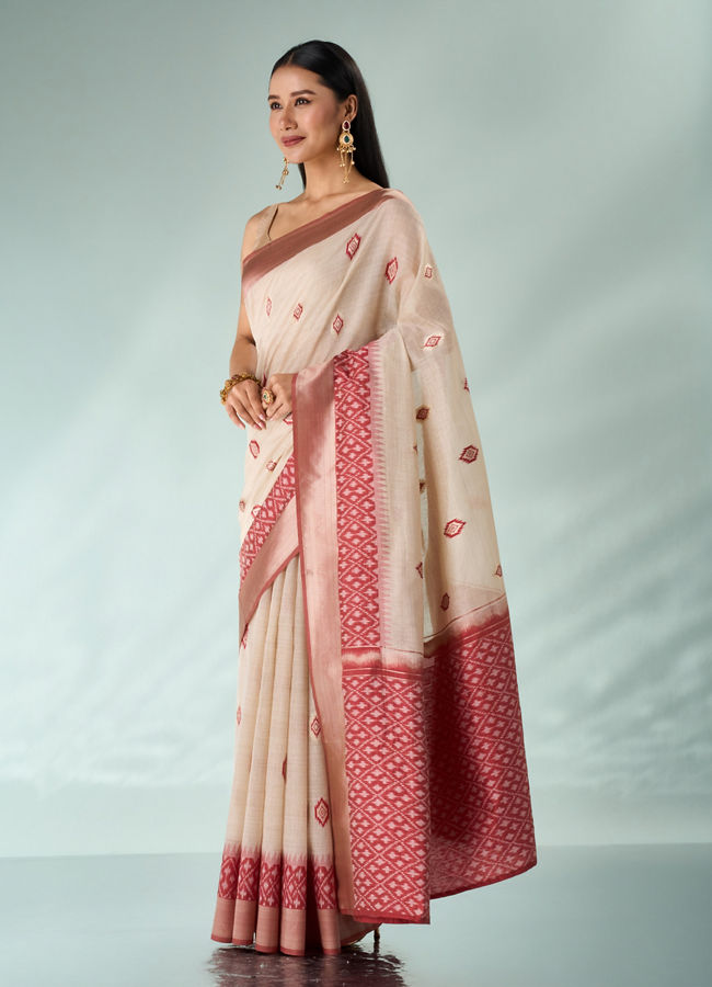 Mohey Women Red Art Silk Saree with Weave Design