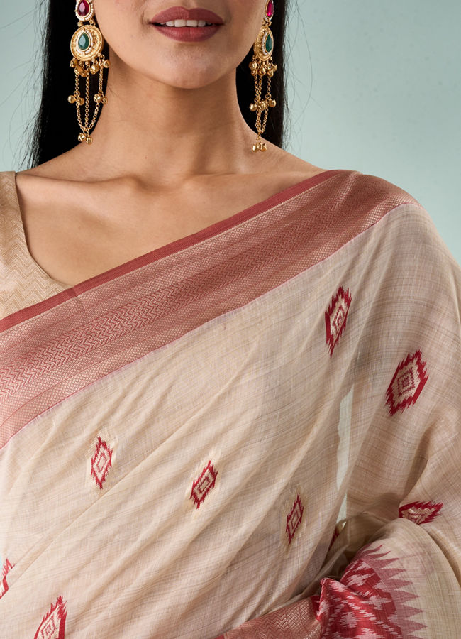 Mohey Women Red Art Silk Saree with Weave Design
