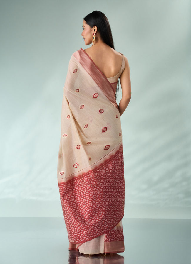 Mohey Women Red Art Silk Saree with Weave Design
