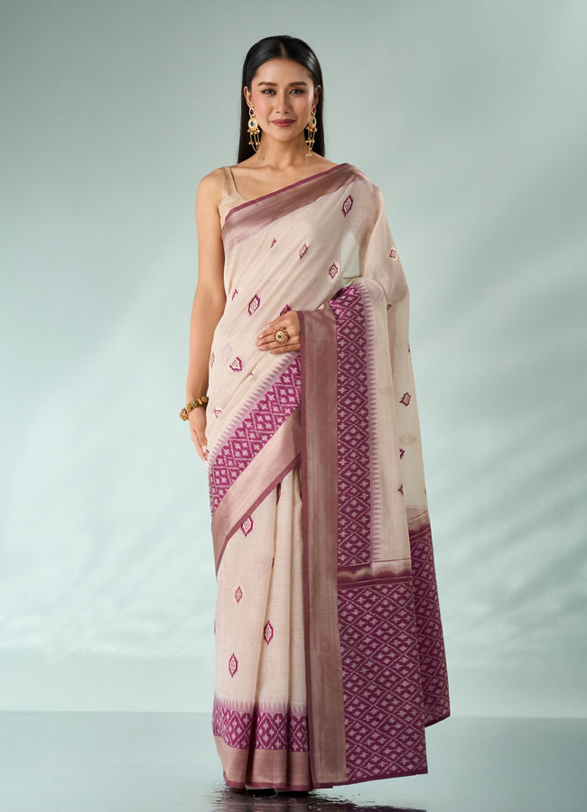Mohey Women Purple Silk Saree with Weave