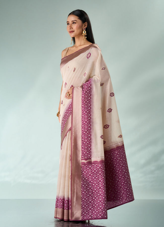 Mohey Women Purple Silk Saree with Weave