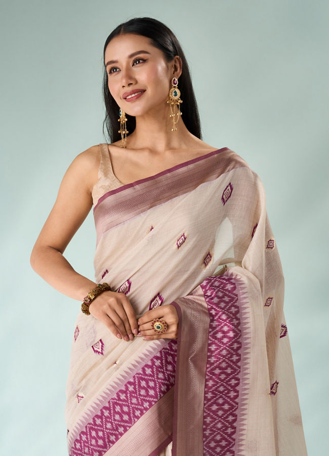Mohey Women Purple Silk Saree with Weave