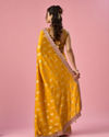 Mohey Women Mustard Yellow Art Silk Banarasi Saree with Hand Embroidery