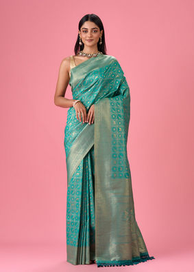 Mohey Women Lush Sea Green Elegance Saree