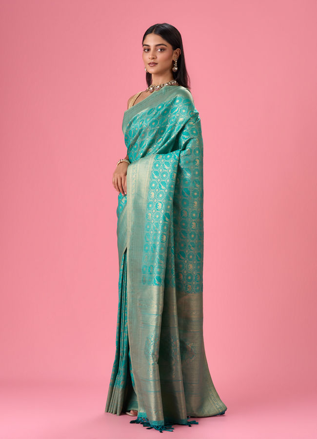 Mohey Women Lush Sea Green Elegance Saree