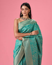 Mohey Women Lush Sea Green Elegance Saree
