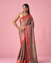 Mohey Women Peach Silk Saree with Weave Detail