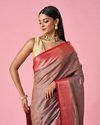 Mohey Women Peach Silk Saree with Weave Detail