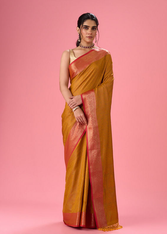 Mohey Women Radiant Mustard Yellow Saree