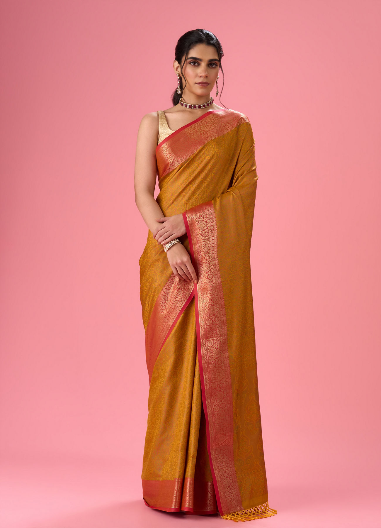 Mohey Women Radiant Mustard Yellow Saree