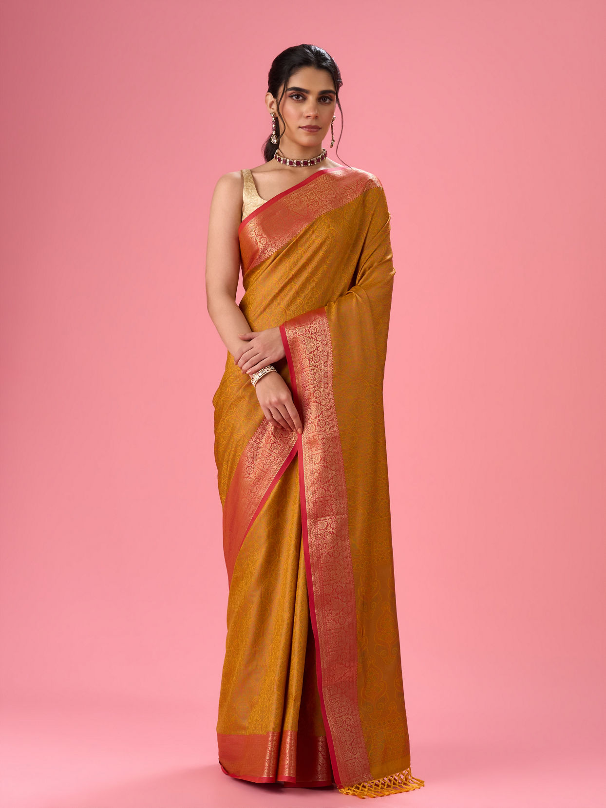 Mohey Women Radiant Mustard Yellow Saree