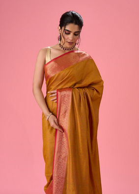 Mohey Women Radiant Mustard Yellow Saree