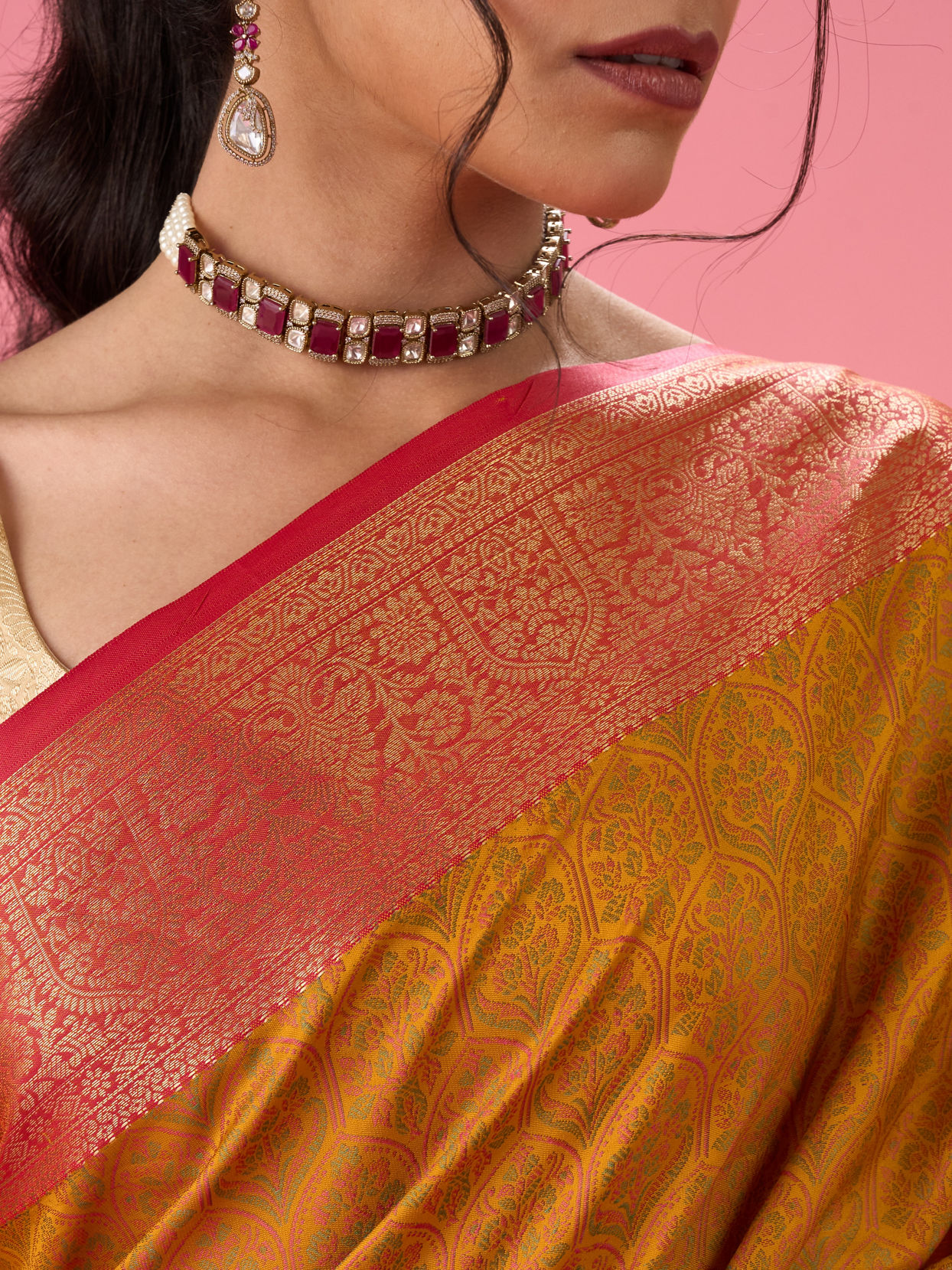 Mohey Women Radiant Mustard Yellow Saree