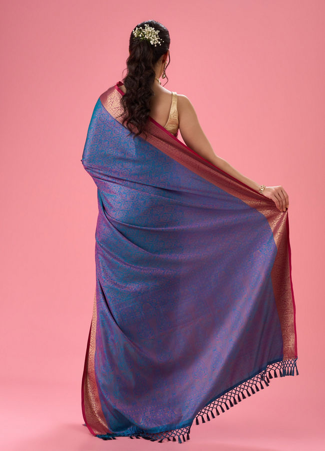 Mohey Women Elegant Teal Blue Saree