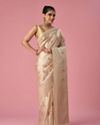 Mohey Women Cream Art Silk Saree with Weave Design