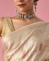 Mohey Women Cream Art Silk Saree with Weave Design