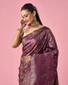 Mohey Women Wine Silk Banarasi Saree with Weave Design
