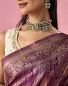 Mohey Women Wine Silk Banarasi Saree with Weave Design