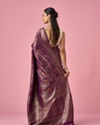 Mohey Women Wine Silk Banarasi Saree with Weave Design