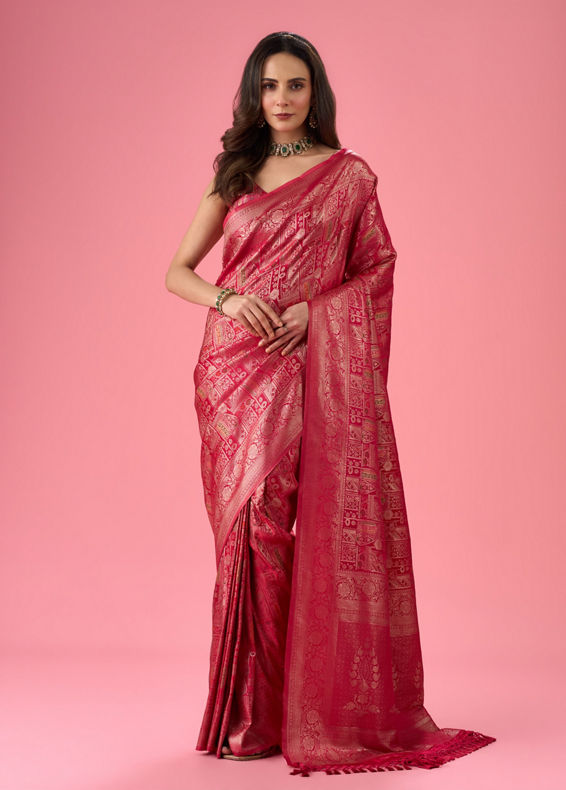 Mohey Women Elegant Pink Mystique Saree