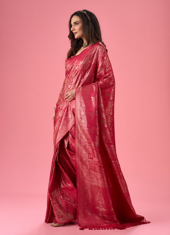 Mohey Women Elegant Pink Mystique Saree