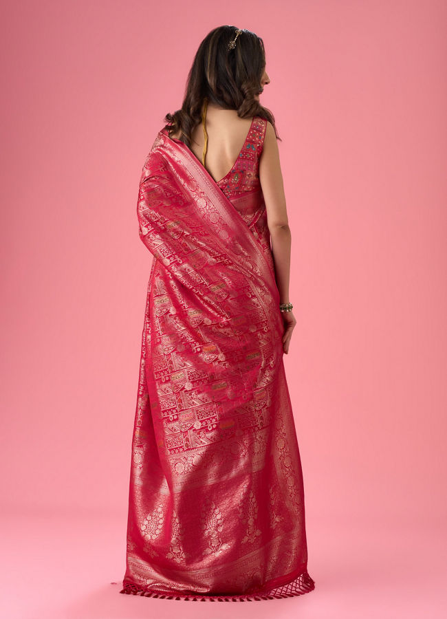 Mohey Women Elegant Pink Mystique Saree