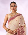 Mohey Women Red Silk Saree with Weave Design