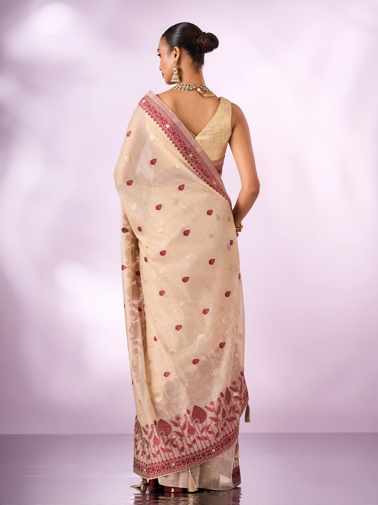 Mohey Women Red Silk Saree with Weave Design