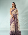 Mohey Women Purple Silk Saree with Weave Detail