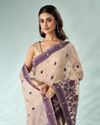 Mohey Women Purple Silk Saree with Weave Detail