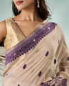 Mohey Women Purple Silk Saree with Weave Detail