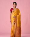 Mohey Women Mustard Yellow Silk Banarasi Saree with Weave Design
