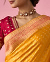 Mohey Women Mustard Yellow Silk Banarasi Saree with Weave Design