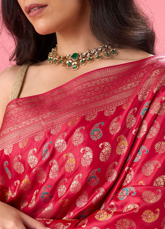 Mohey Women Ravishing Rani Pink Saree
