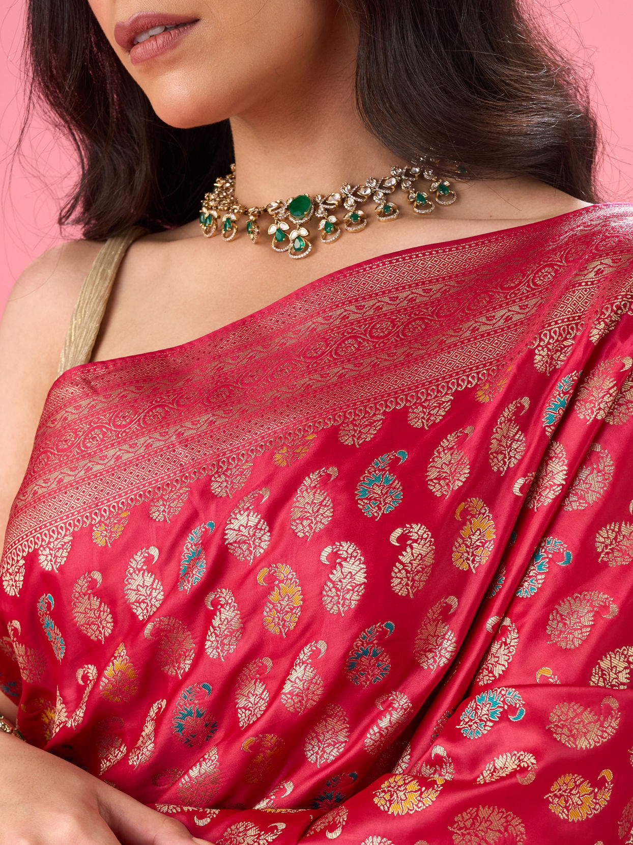 Mohey Women Ravishing Rani Pink Saree