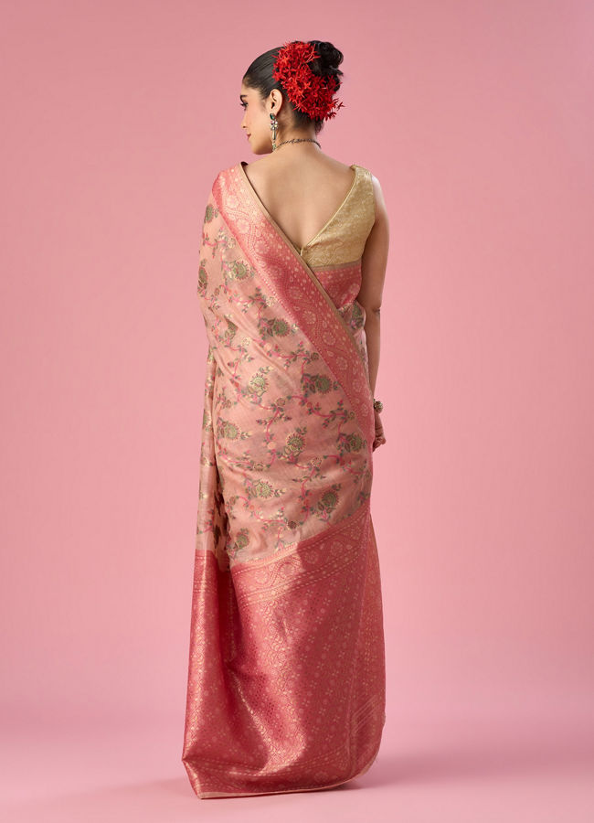 Mohey Women Pink Art Silk Saree with Weave Design