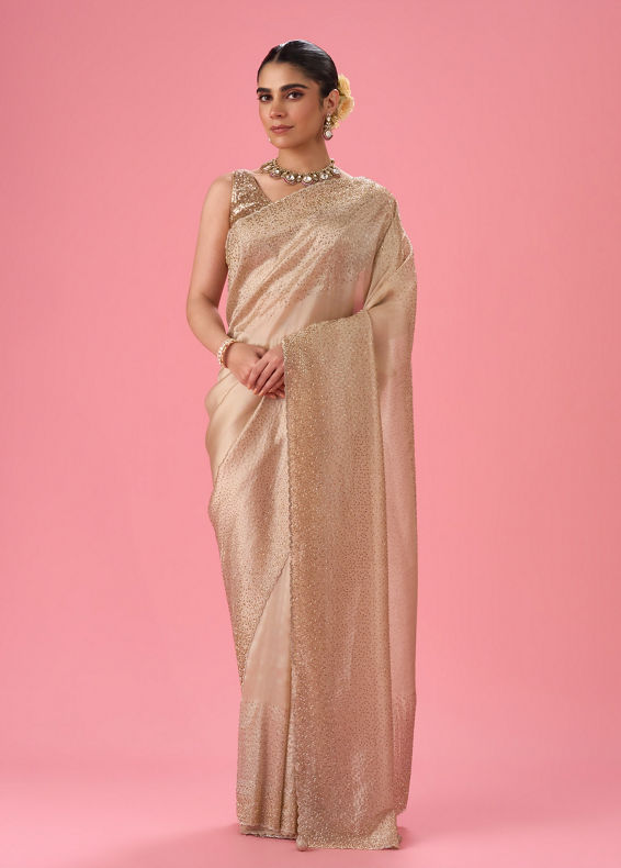 Mohey Women Elegant Purple Organza Saree