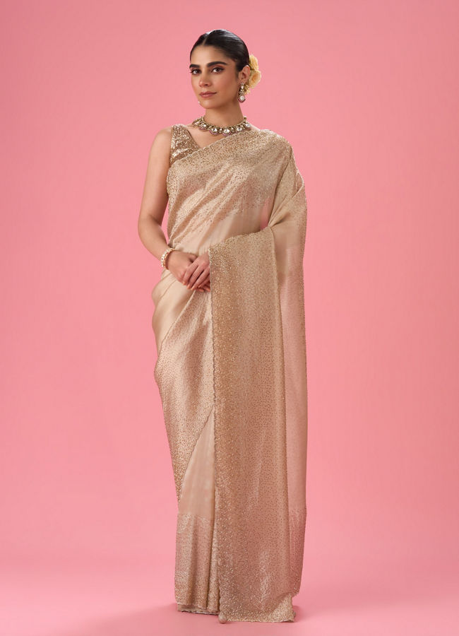 Mohey Women Elegant Purple Organza Saree