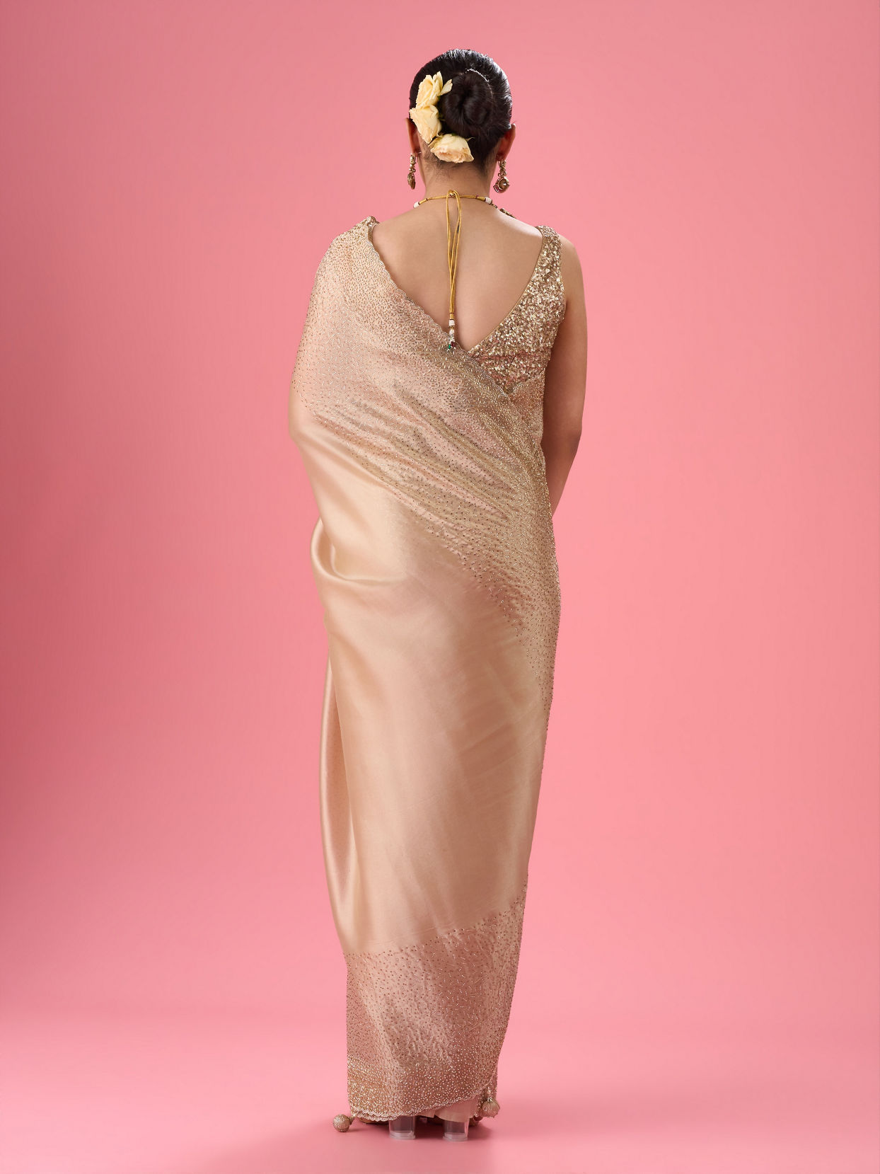 Mohey Women Elegant Purple Organza Saree