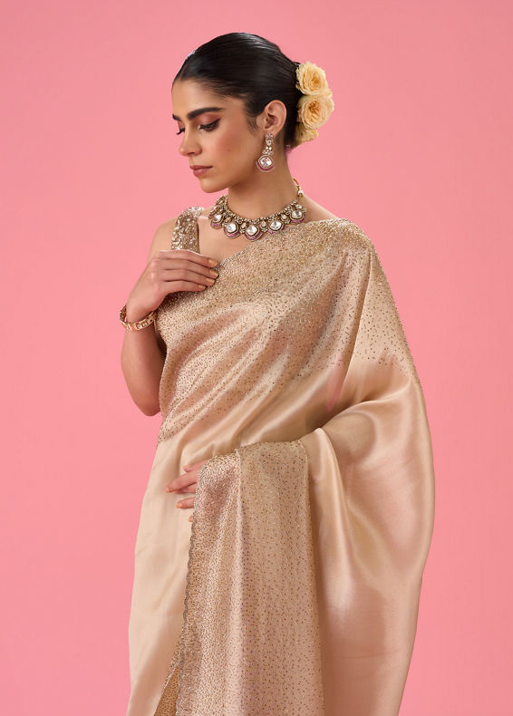 Mohey Women Elegant Purple Organza Saree