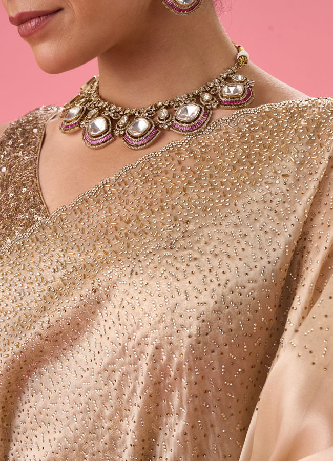 Mohey Women Elegant Purple Organza Saree