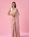 Mohey Women Pink Organza Saree with Sequin and Thread Work