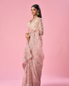 Mohey Women Pink Organza Saree with Sequin and Thread Work
